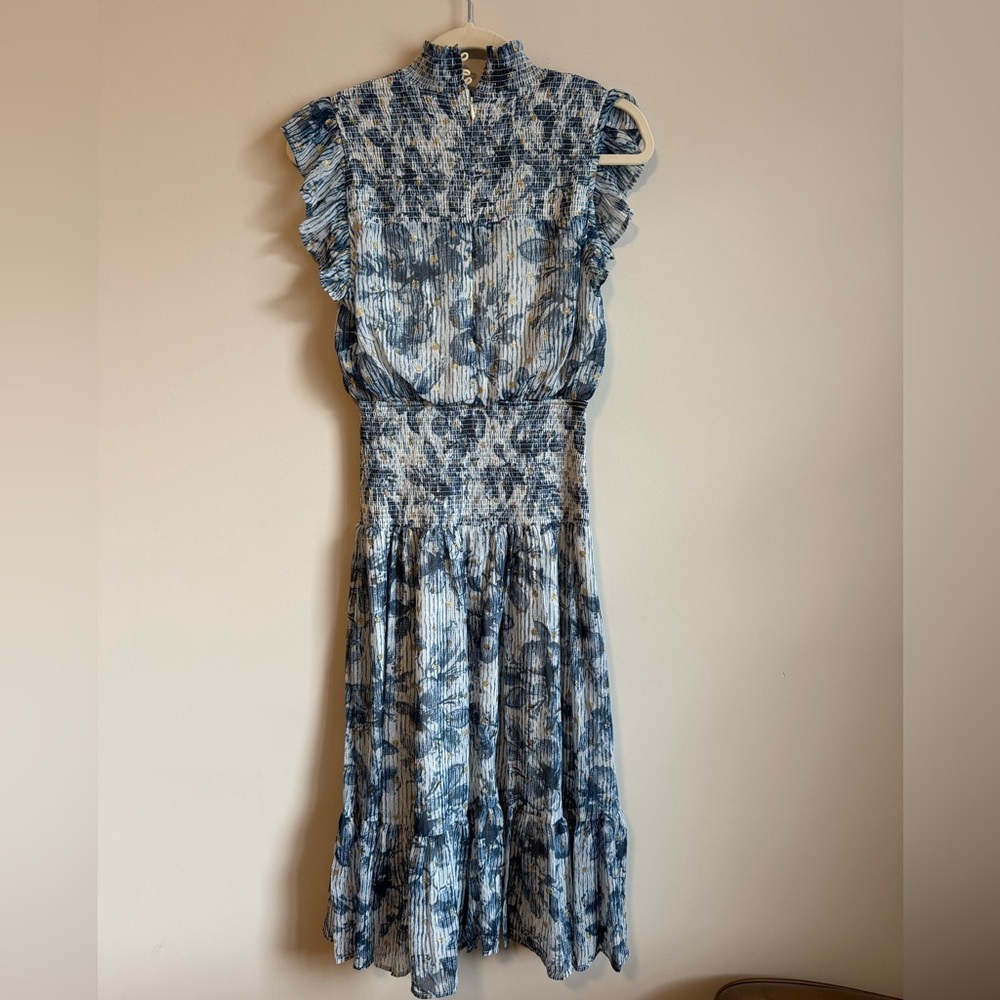 Aqua Blue Floral Midi Dress - Picture 5 of 10